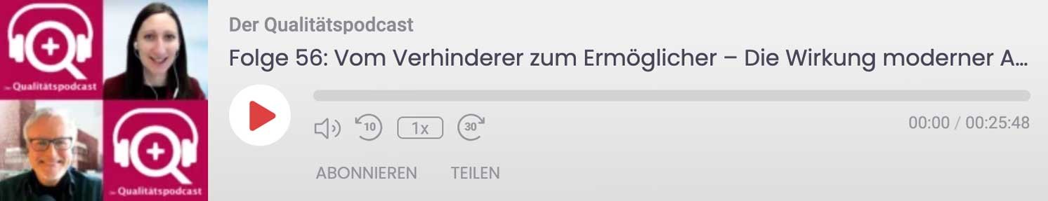 Podcast-Player zu Arbeitsschutzmanagement mit Moderator*innenbildern.
